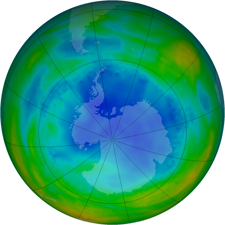 Antarctic ozone map for 29 July 2003
